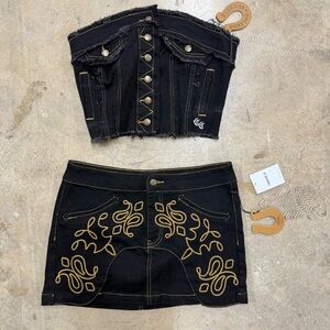 Compton Cowboys x Forever 21 Stylish Black and Gold Women's Skirt Set